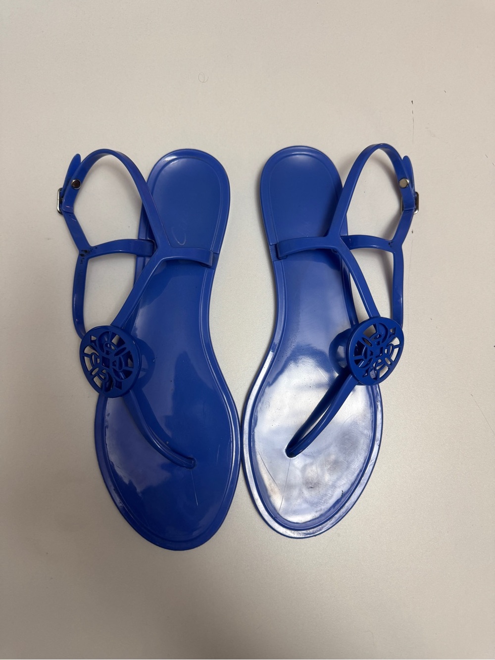 Circus by Sam Edelman Blue Jelly T-Strap Sandals with Medallion